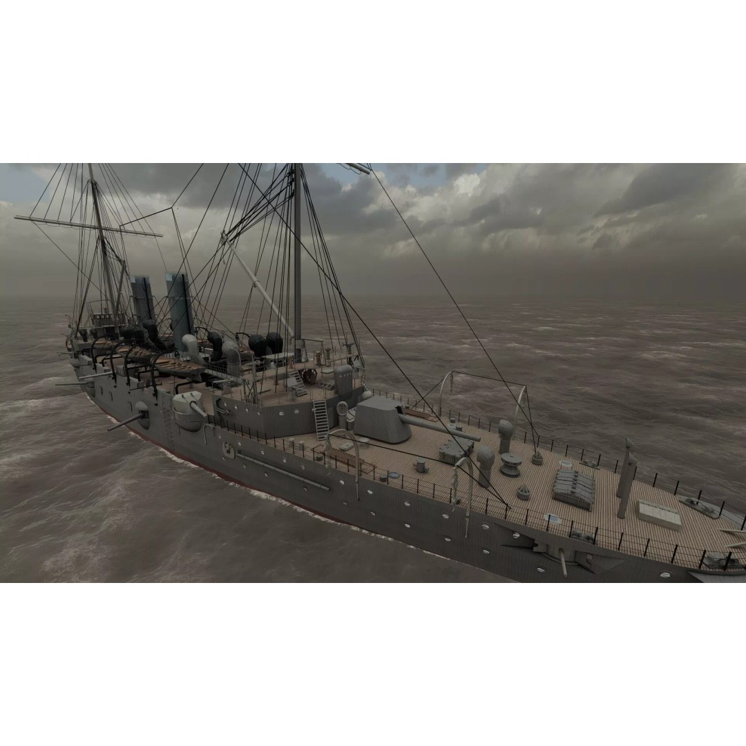 Late 1800s Royal Navy Cruiser 3D Model – High Detail, Game-Ready, Lumion - View 40