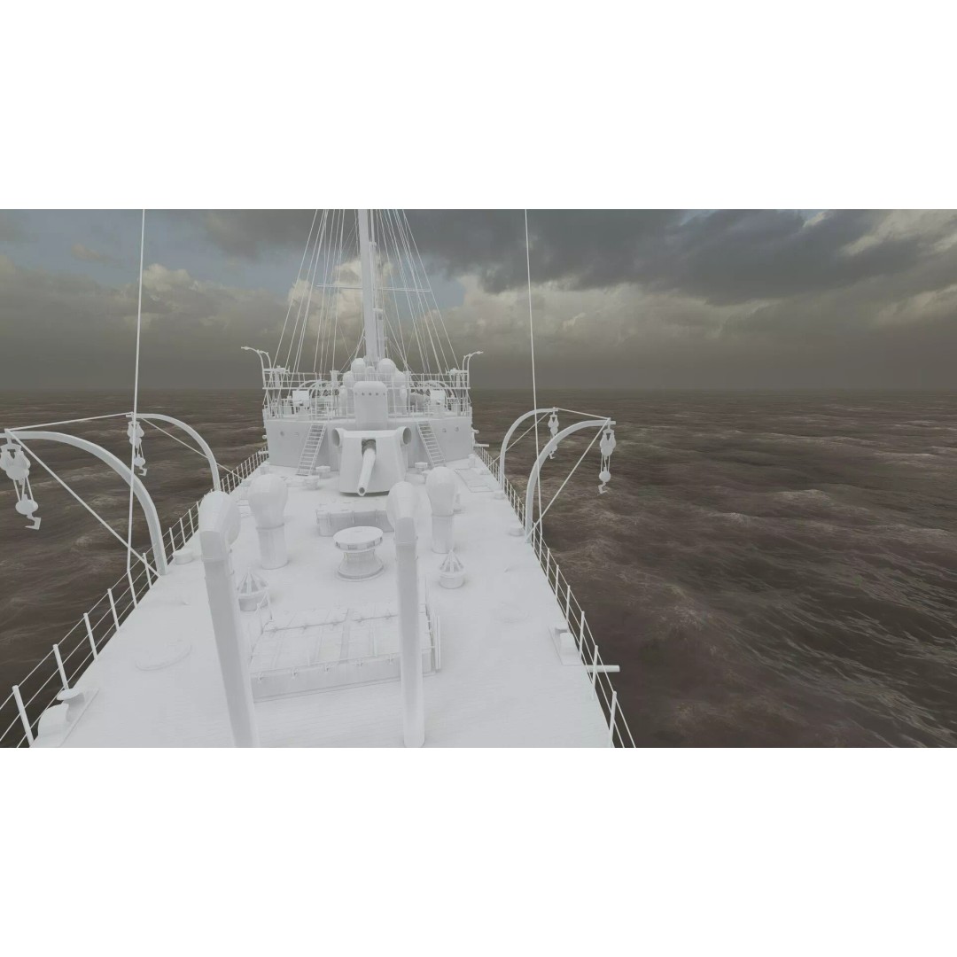 Late 1800s Royal Navy Cruiser 3D Model – High Detail, Game-Ready, Lumion - View 43