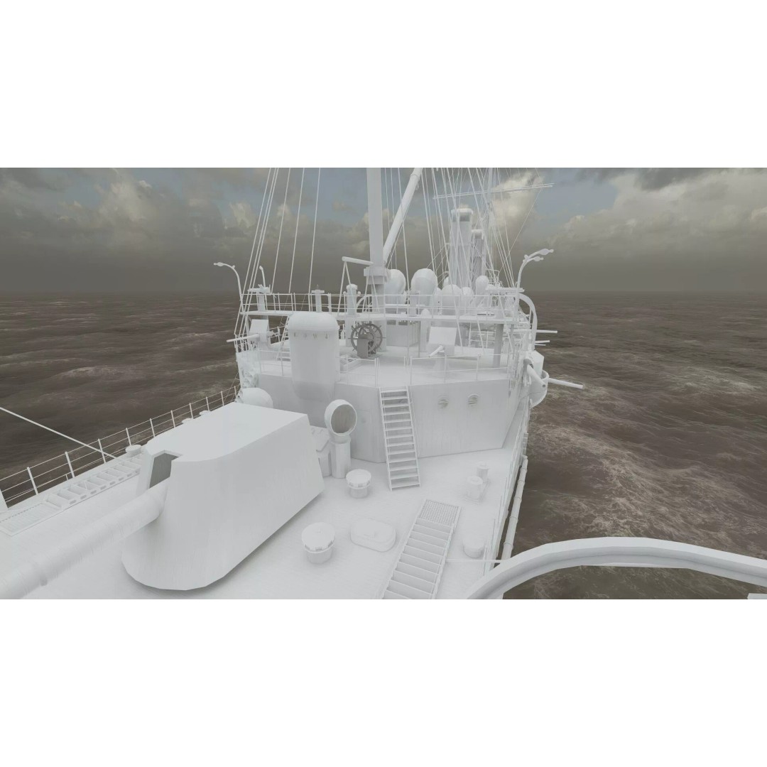 Late 1800s Royal Navy Cruiser 3D Model – High Detail, Game-Ready, Lumion - View 44