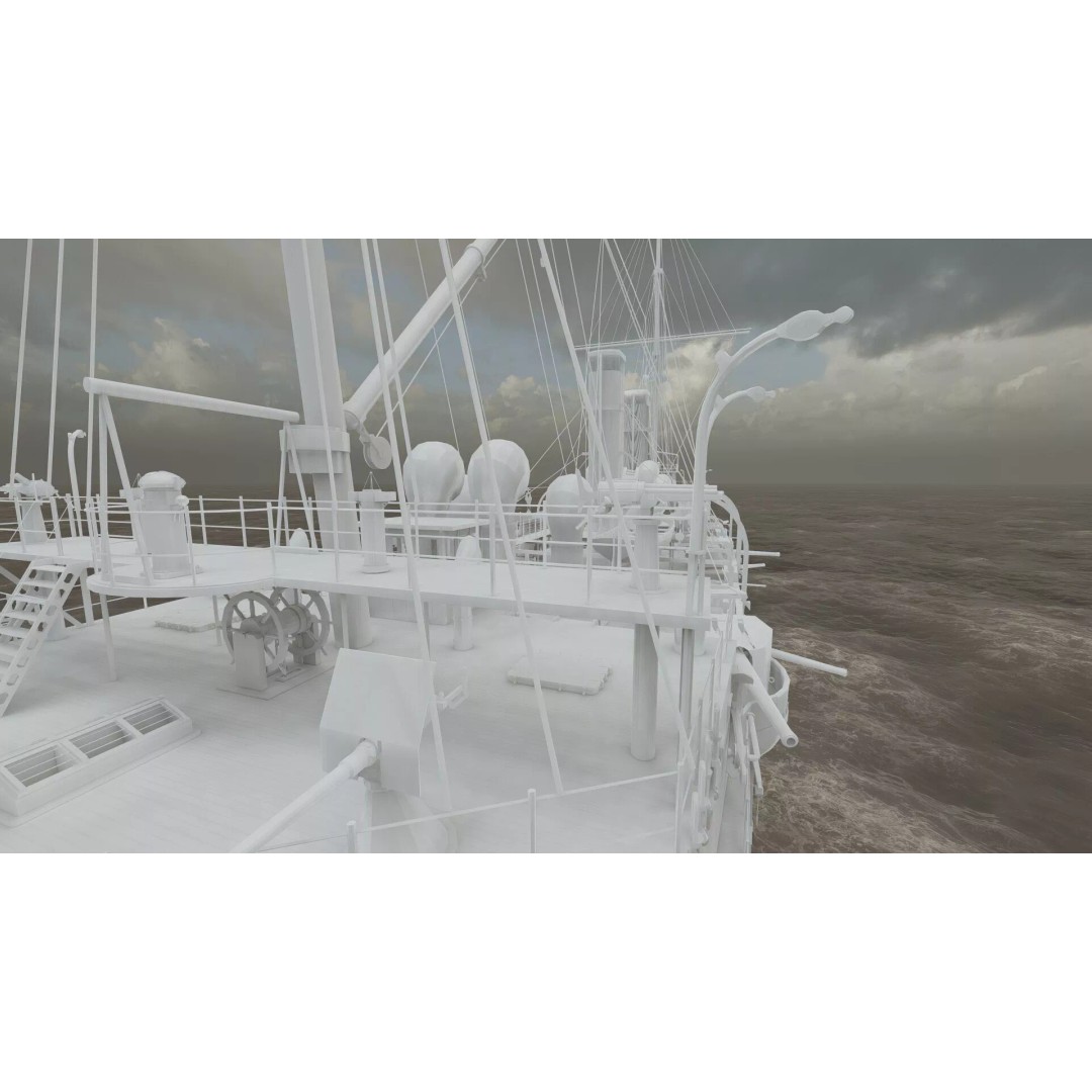 Late 1800s Royal Navy Cruiser 3D Model – High Detail, Game-Ready, Lumion - View 45