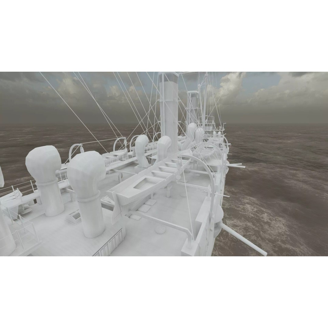Late 1800s Royal Navy Cruiser 3D Model – High Detail, Game-Ready, Lumion - View 46