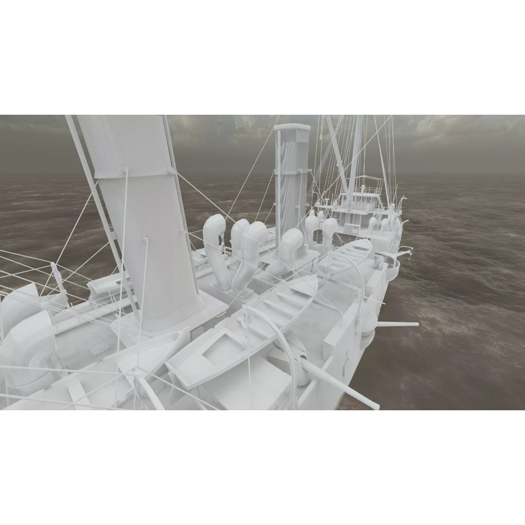Late 1800s Royal Navy Cruiser 3D Model – High Detail, Game-Ready, Lumion - View 47