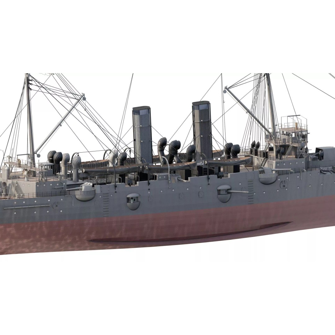Late 1800s Royal Navy Cruiser 3D Model – High Detail, Game-Ready, Lumion - View 5