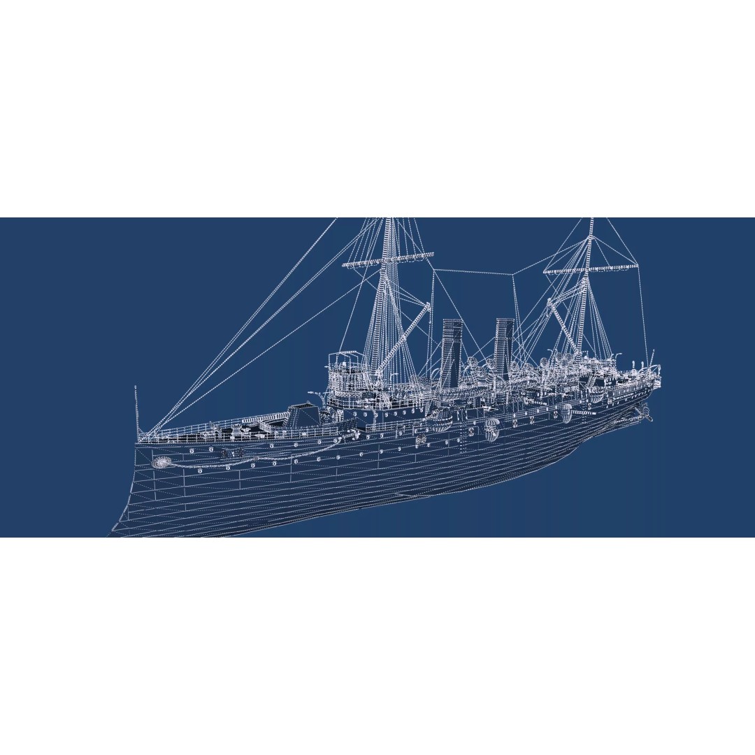 Late 1800s Royal Navy Cruiser 3D Model – High Detail, Game-Ready, Lumion - View 50