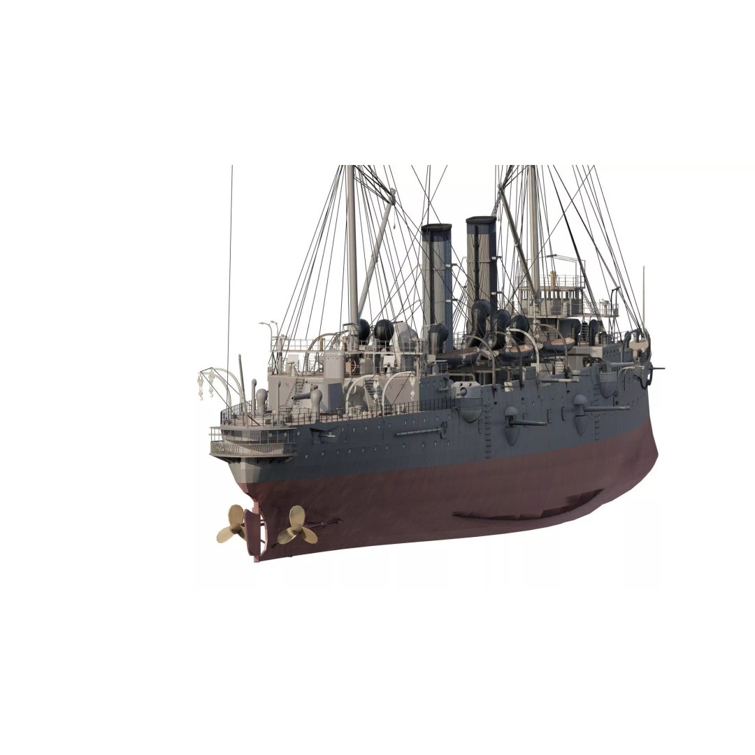 Late 1800s Royal Navy Cruiser 3D Model – High Detail, Game-Ready, Lumion - View 7
