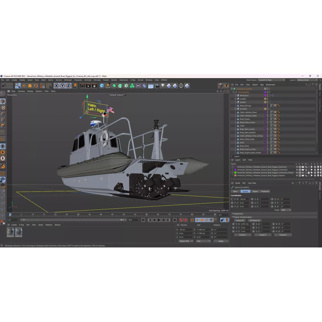 American Military Inflatable Assault Boat 3D Model – Rigged for Cinema 4D