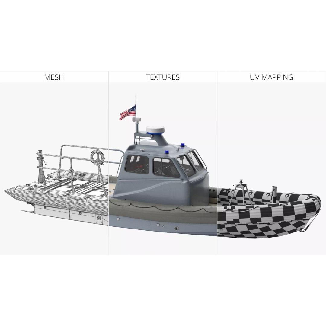 American Military Inflatable Assault Boat 3D Model – Rigged for Cinema 4D - View 10