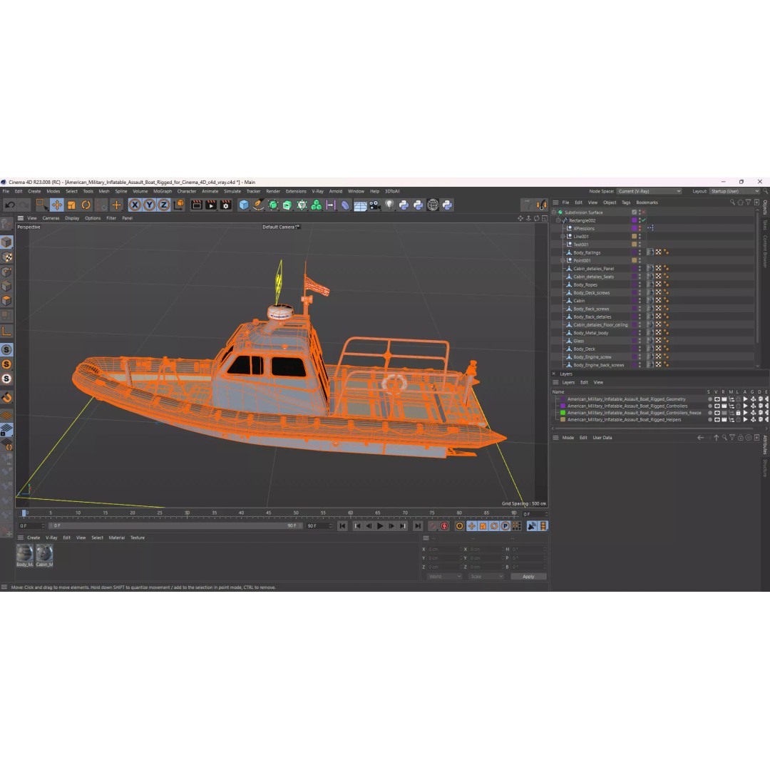 American Military Inflatable Assault Boat 3D Model – Rigged for Cinema 4D - View 16