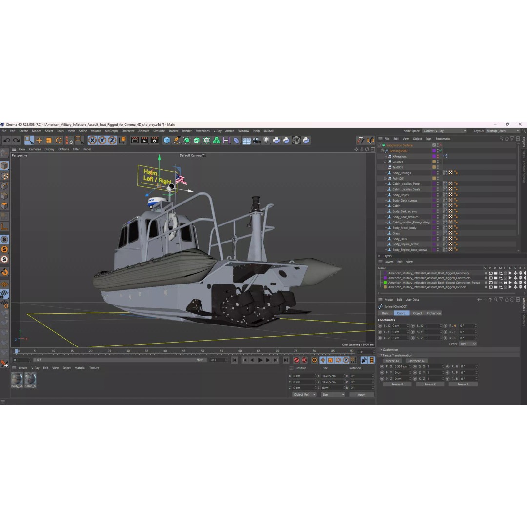 American Military Inflatable Assault Boat 3D Model – Rigged for Cinema 4D - View 17