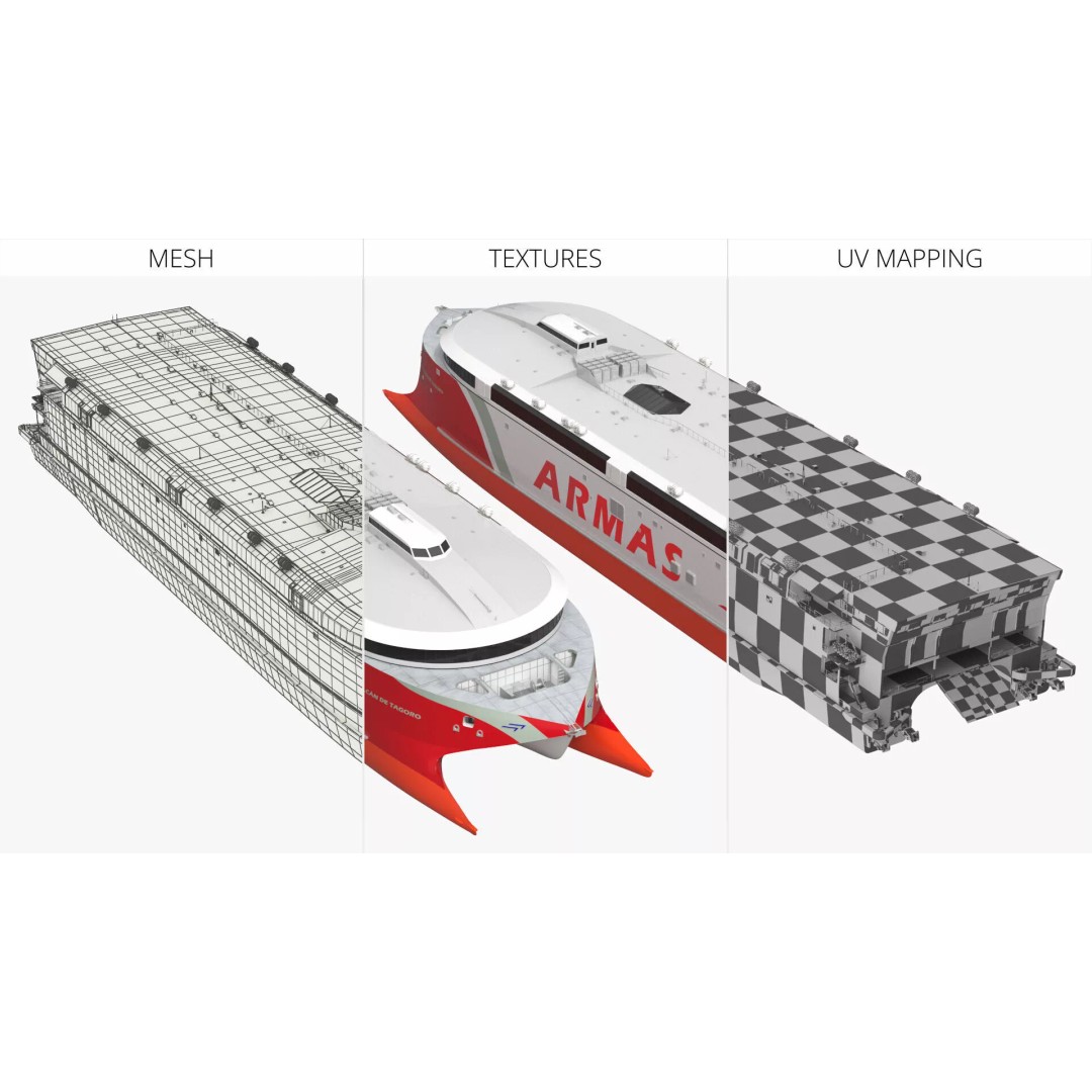 Armas Electric Twin-Hull Ship 3D Model – High-Quality Catamaran Ferry, FBX - View 15
