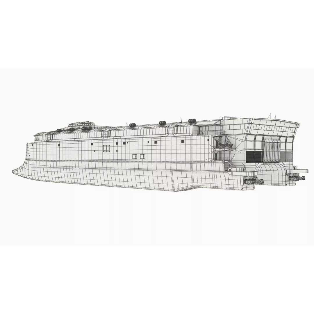 Armas Electric Twin-Hull Ship 3D Model – High-Quality Catamaran Ferry, FBX - View 18