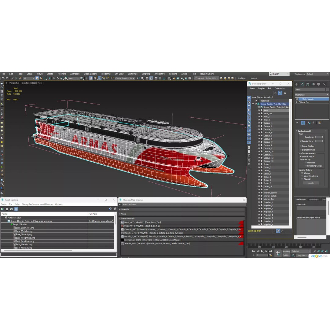 Armas Electric Twin-Hull Ship 3D Model – High-Quality Catamaran Ferry, FBX - View 28