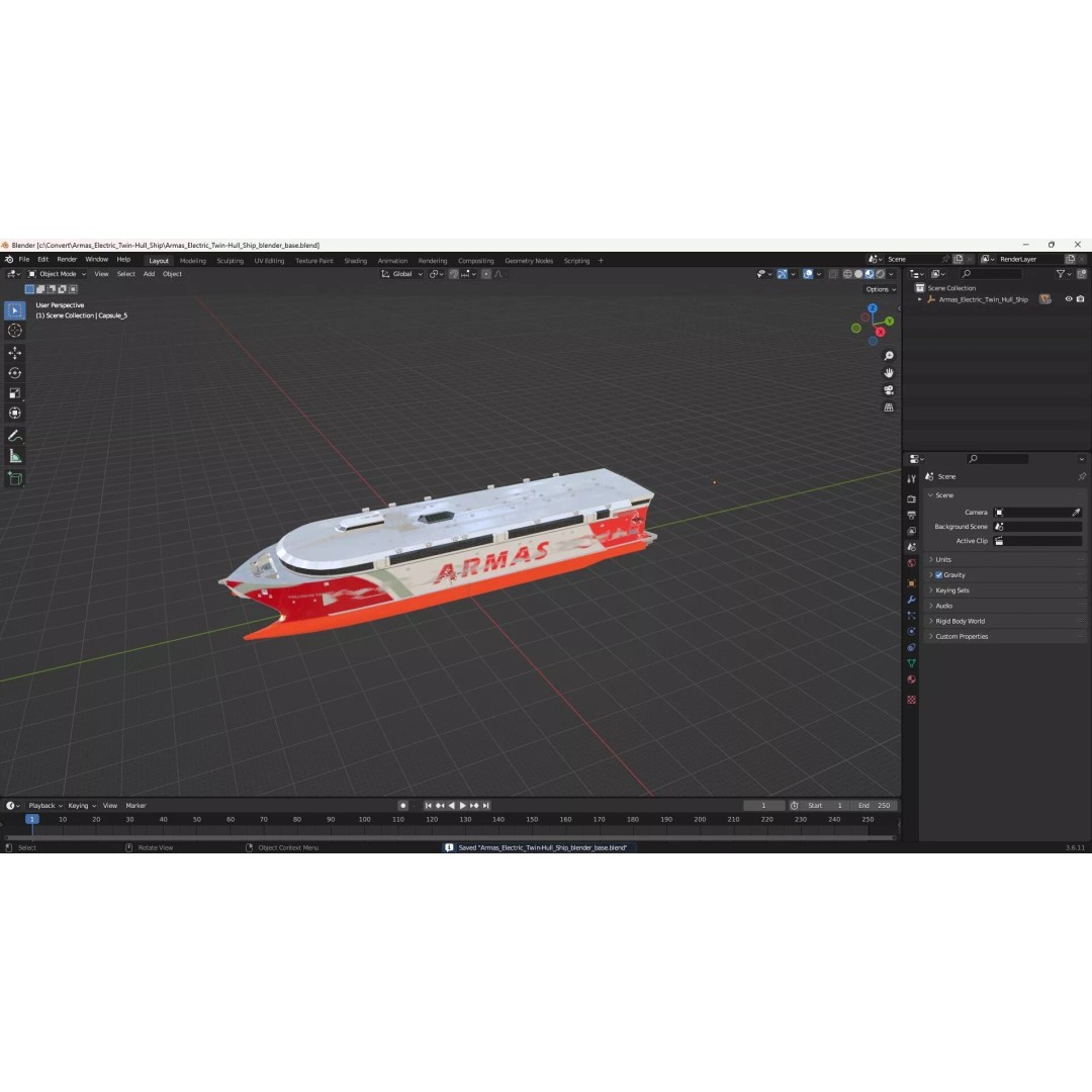 Armas Electric Twin-Hull Ship 3D Model – High-Quality Catamaran Ferry, FBX - View 29