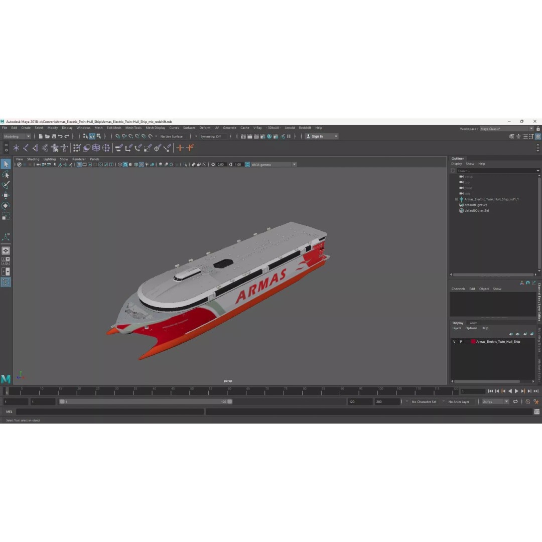 Armas Electric Twin-Hull Ship 3D Model – High-Quality Catamaran Ferry, FBX - View 30