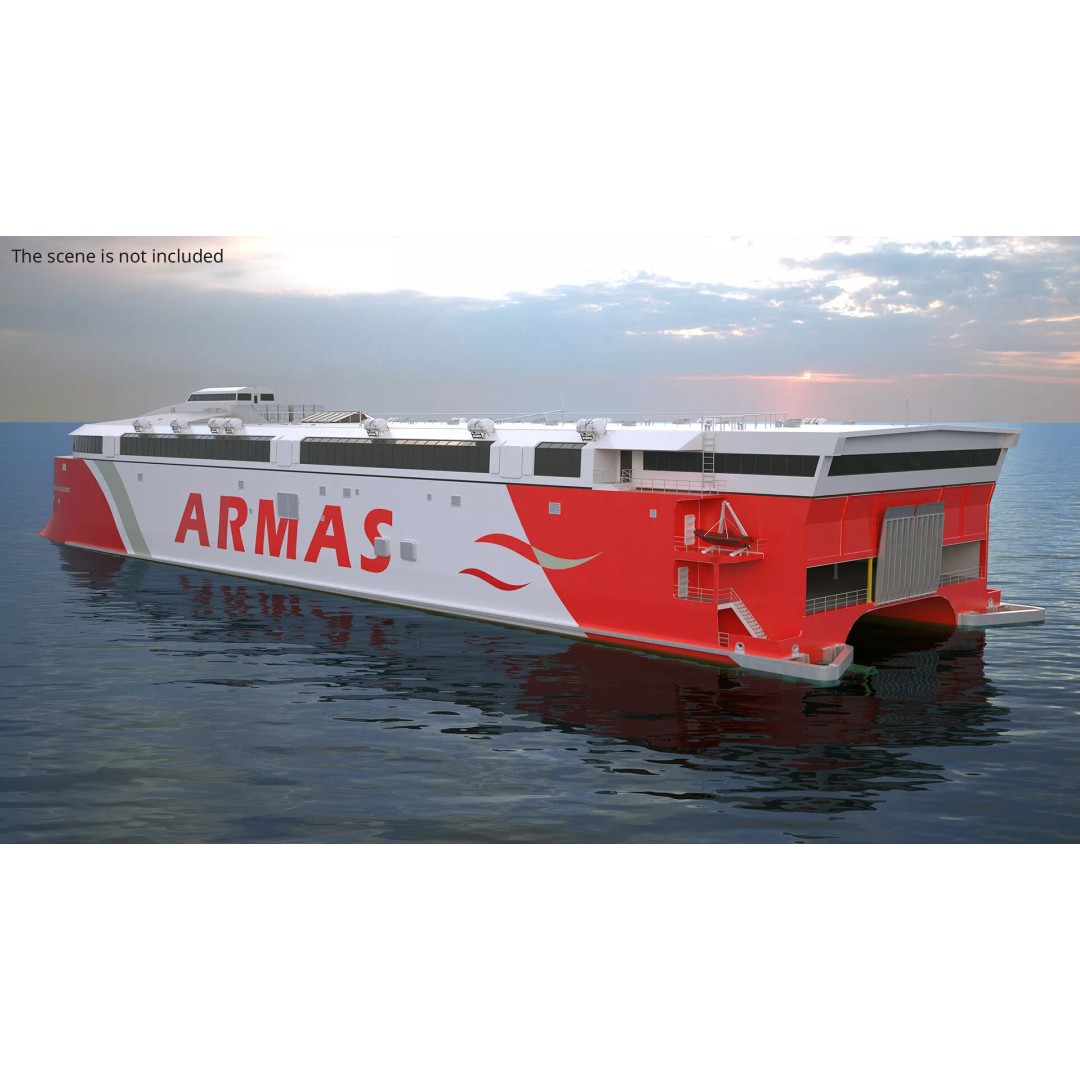 Armas Electric Twin-Hull Ship 3D Model – High-Quality Catamaran Ferry, FBX - View 5