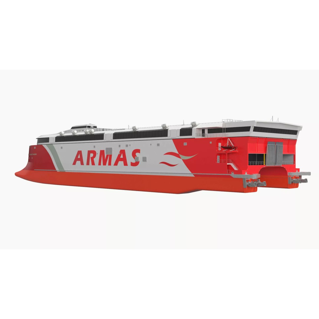 Armas Electric Twin-Hull Ship 3D Model – High-Quality Catamaran Ferry, FBX - View 7
