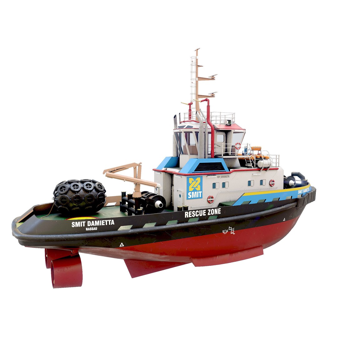Smith Damietta Tugboat 3D Model – Low Poly PBR Vessel for Games - View 4