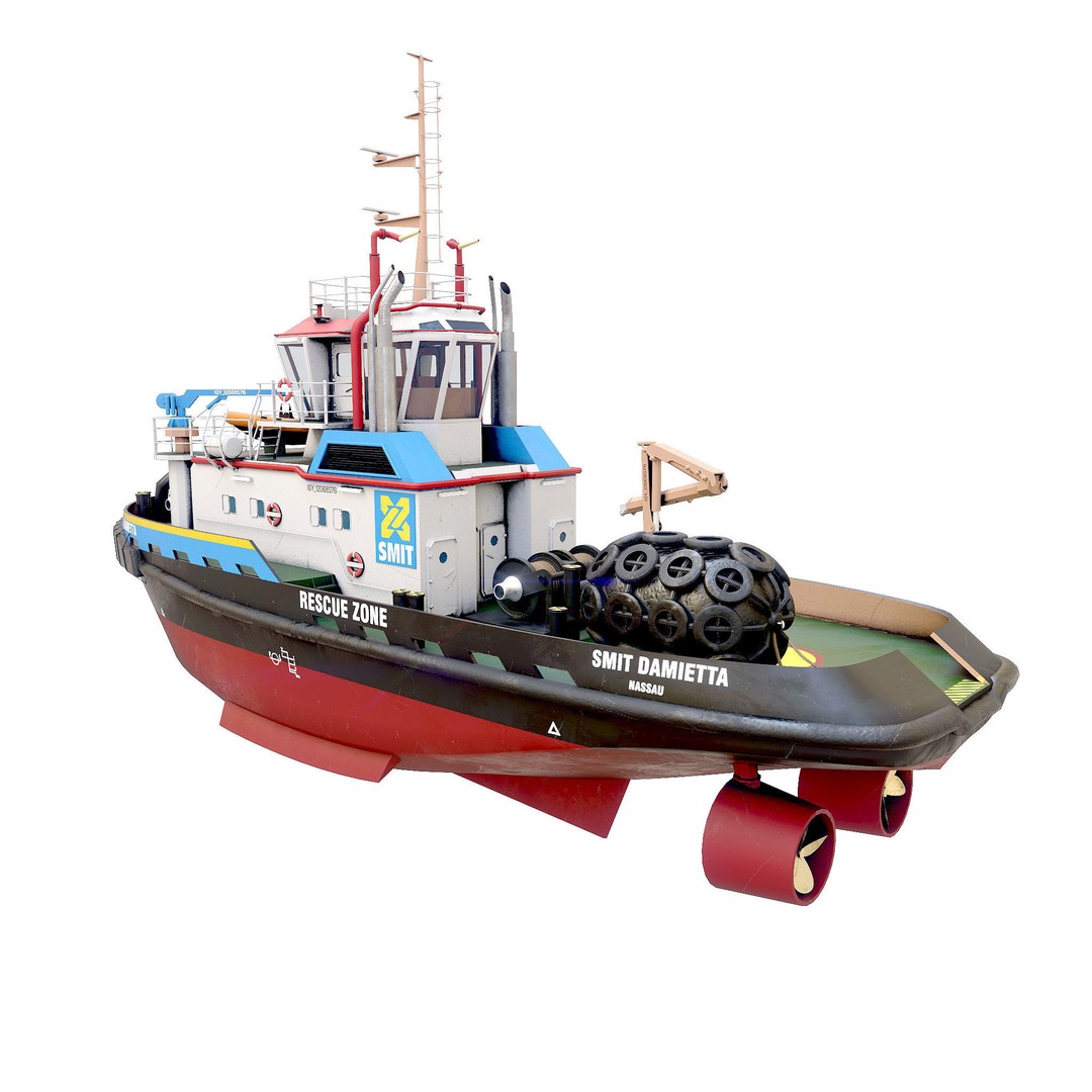 Smith Damietta Tugboat 3D Model – Low Poly PBR Vessel for Games - View 5