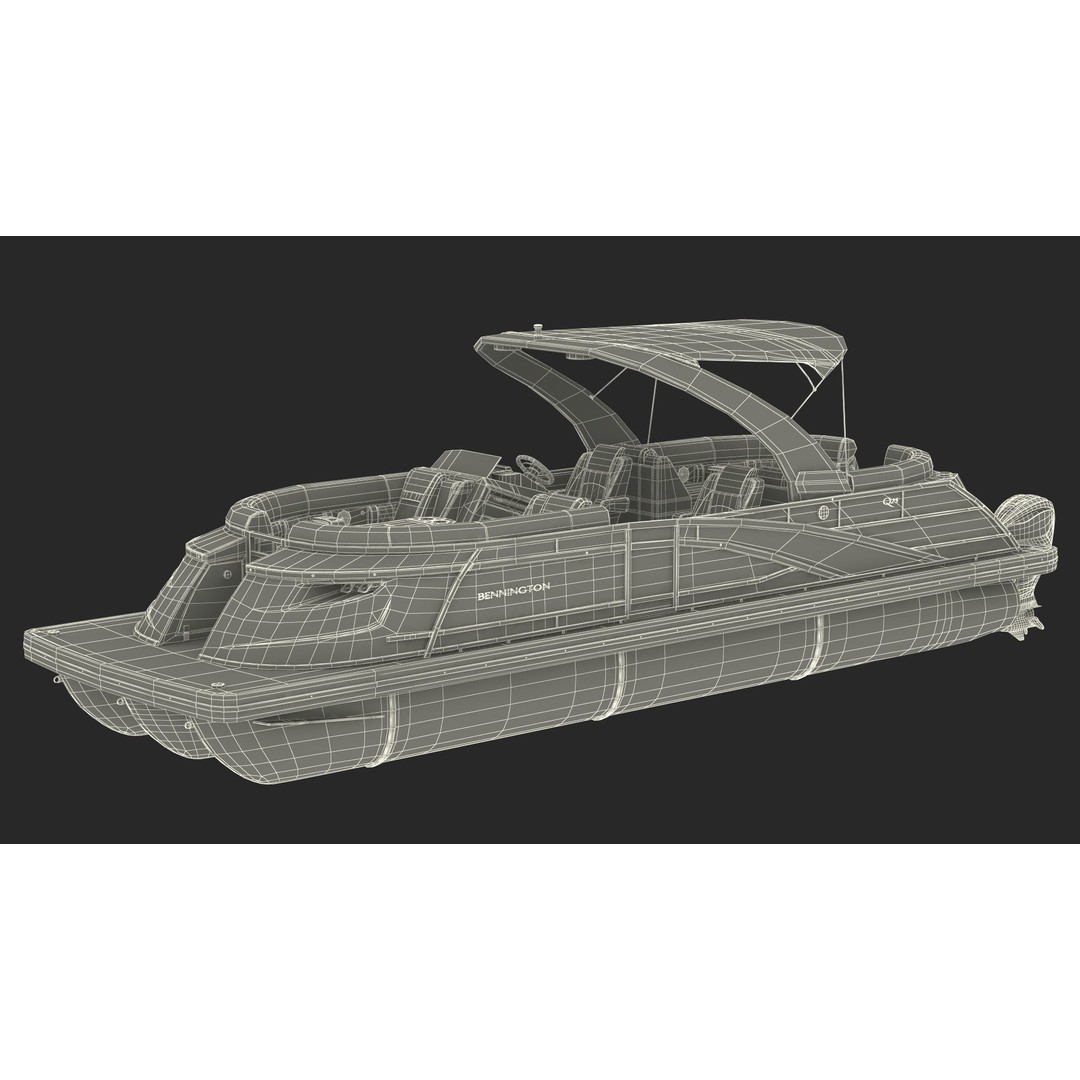 Bennington Q LINE 2024 Grey 3D Model – Luxurious Pontoon Boat, PBR Textures - View 25