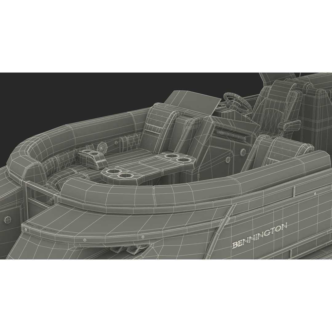 Bennington Q LINE 2024 Grey 3D Model – Luxurious Pontoon Boat, PBR Textures - View 28