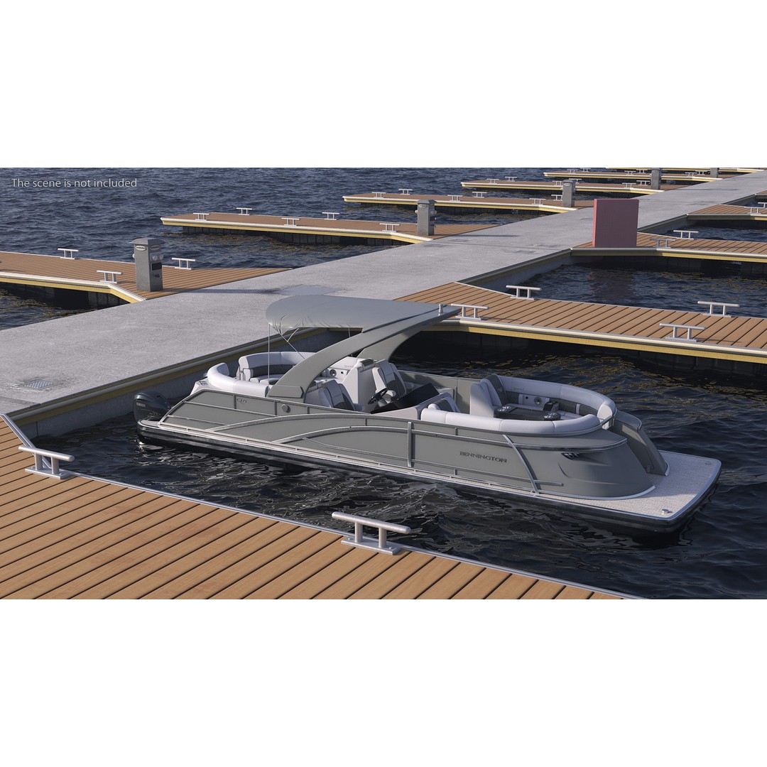 Bennington Q LINE 2024 Grey 3D Model – Luxurious Pontoon Boat, PBR Textures - View 3
