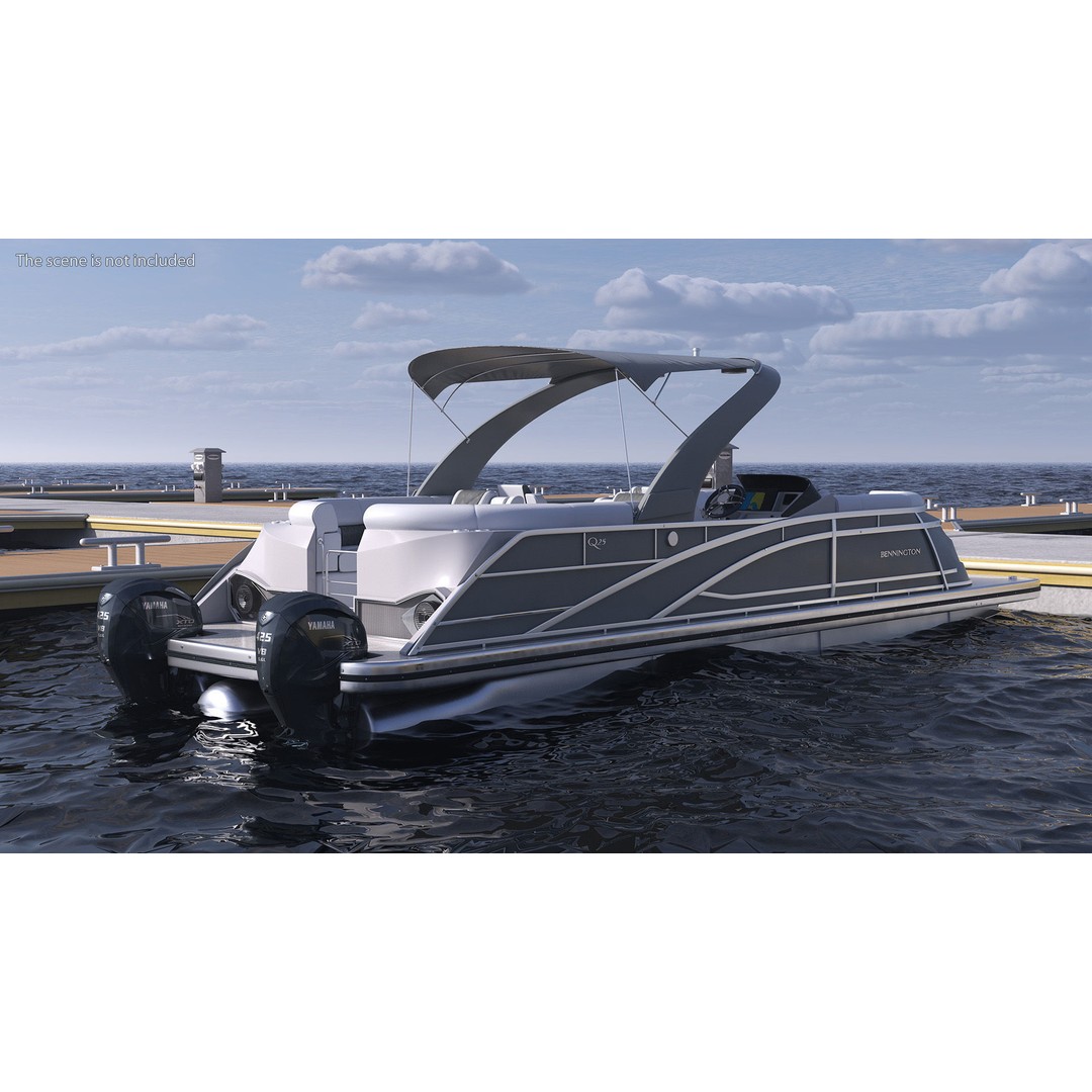 Bennington Q LINE 2024 Grey 3D Model – Luxurious Pontoon Boat, PBR Textures - View 4