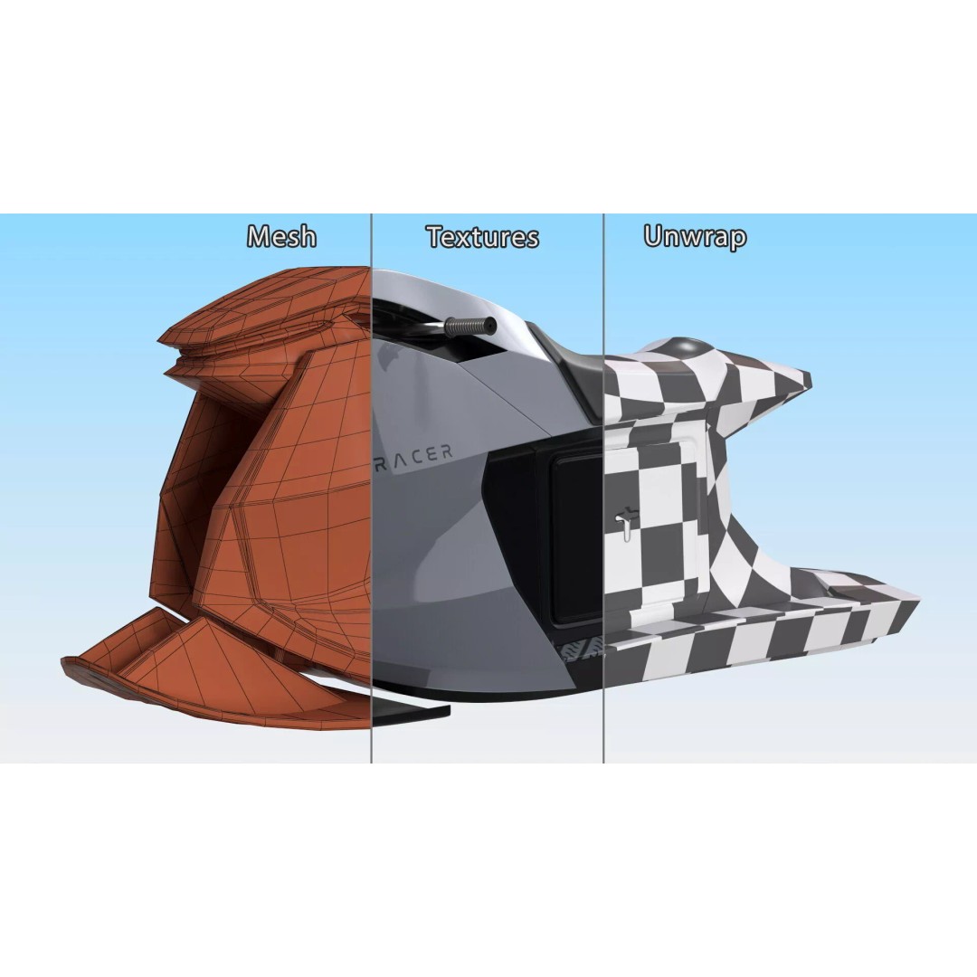 Searacer Jet Ski 3D Model – Futuristic Rigged Watercraft, FBX - View 14