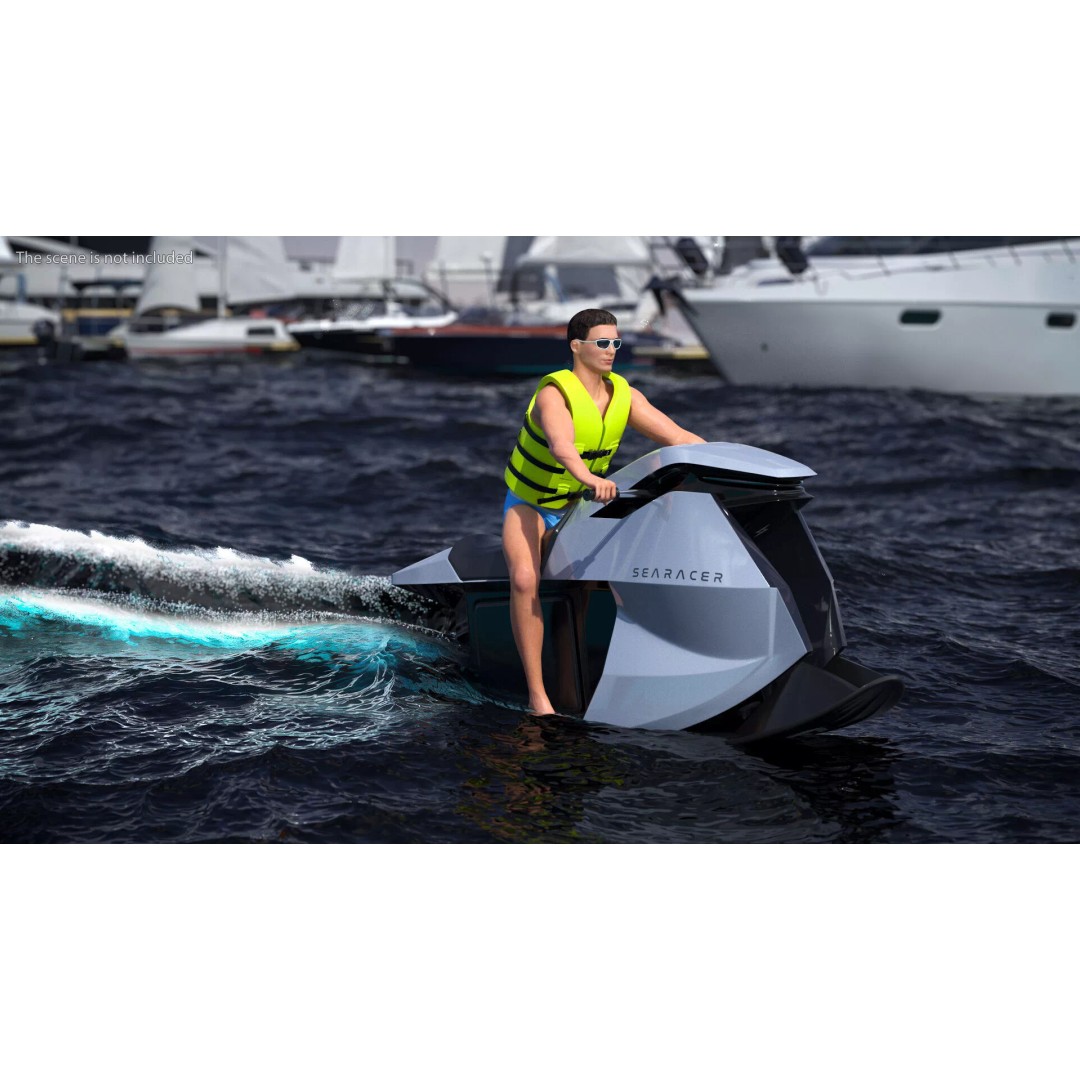 Searacer Jet Ski 3D Model – Futuristic Rigged Watercraft, FBX - View 6