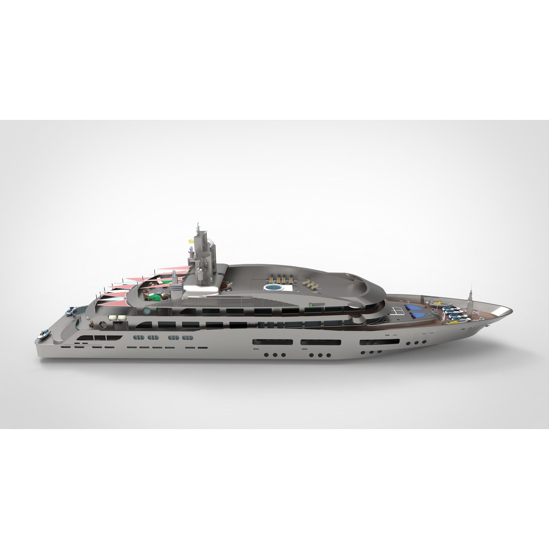 Luxury Yacht 3D Model – High Poly Vessel with Textures, FBX