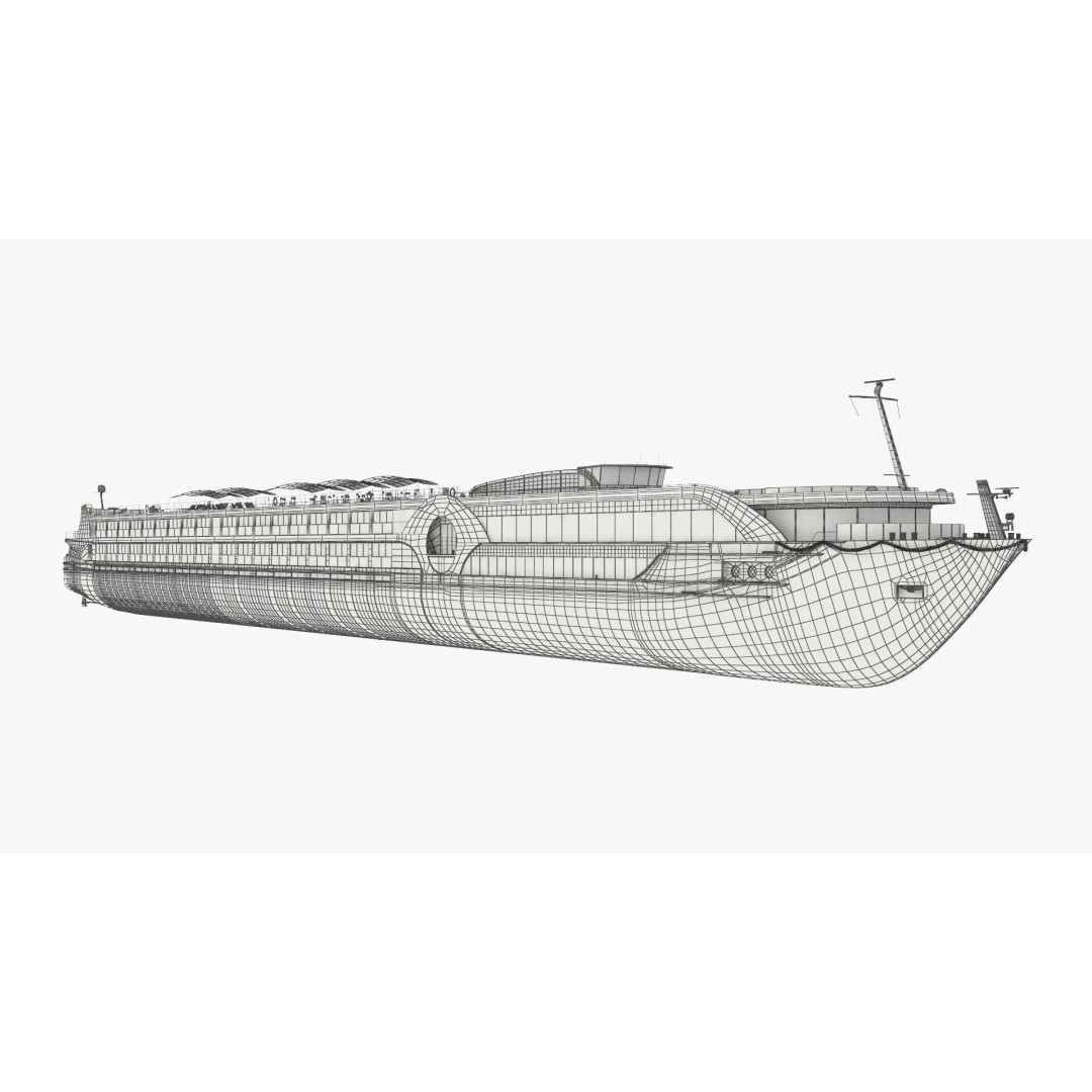Twin-Deck River Liner Blue 3D Model – Luxurious Cruise Ship, PBR Textures - View 12