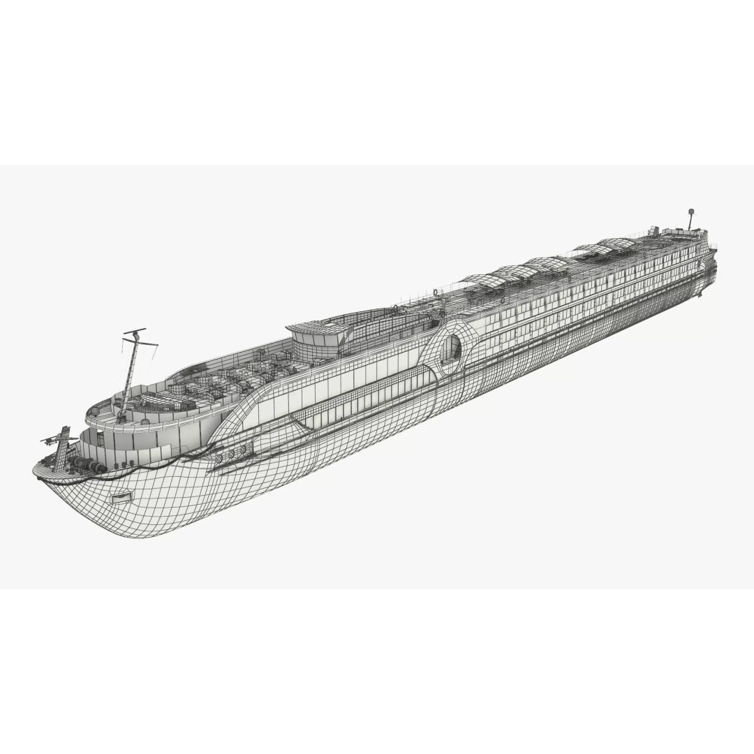 Twin-Deck River Liner Blue 3D Model – Luxurious Cruise Ship, PBR Textures - View 13