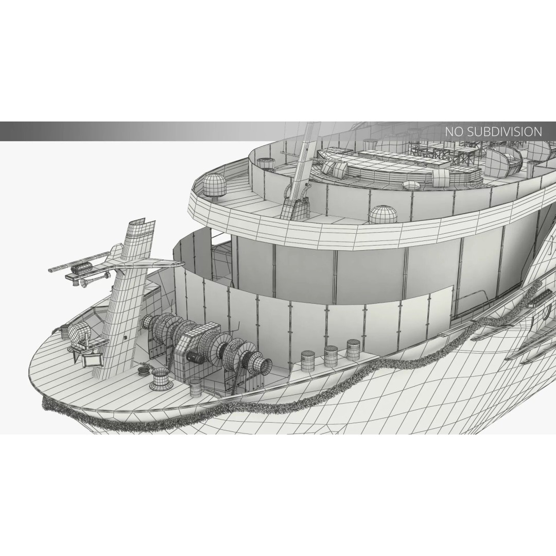 Twin-Deck River Liner Blue 3D Model – Luxurious Cruise Ship, PBR Textures - View 15