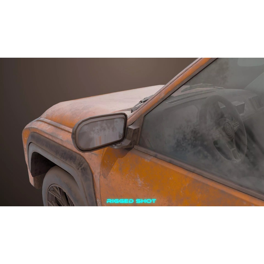 Old Rusty Pickup Truck 3D Model – Low Poly Game Asset, FBX, PBR - View 12
