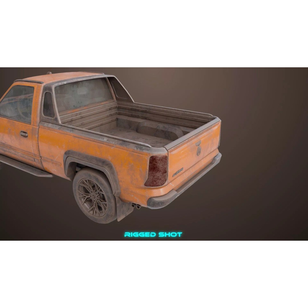 Old Rusty Pickup Truck 3D Model – Low Poly Game Asset, FBX, PBR - View 15