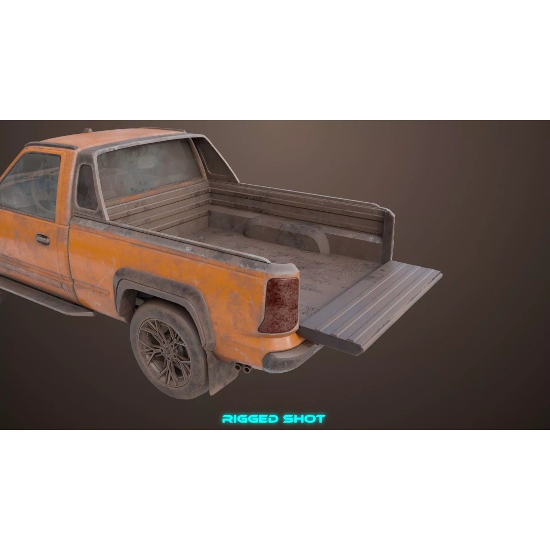 Old Rusty Pickup Truck 3D Model – Low Poly Game Asset, FBX, PBR - View 16