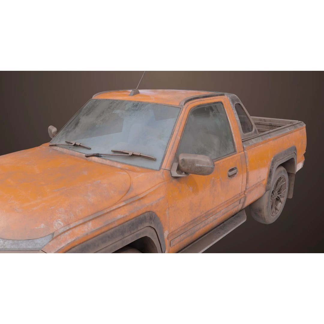 Old Rusty Pickup Truck 3D Model – Low Poly Game Asset, FBX, PBR - View 27