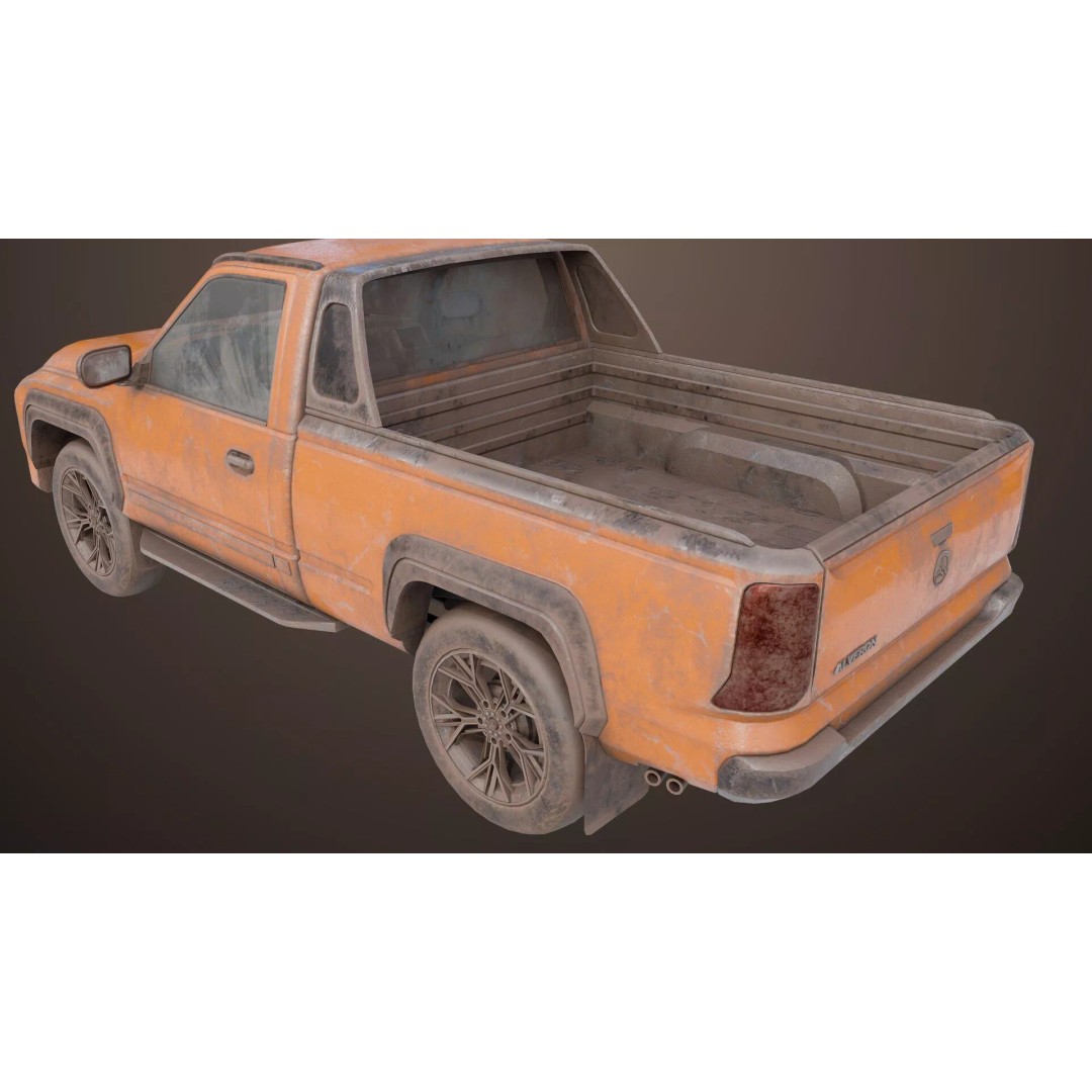 Old Rusty Pickup Truck 3D Model – Low Poly Game Asset, FBX, PBR - View 29