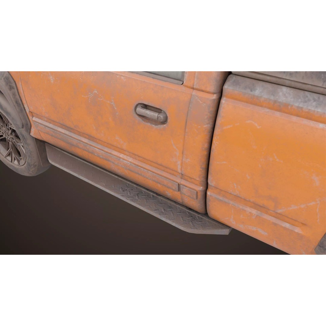 Old Rusty Pickup Truck 3D Model – Low Poly Game Asset, FBX, PBR - View 30