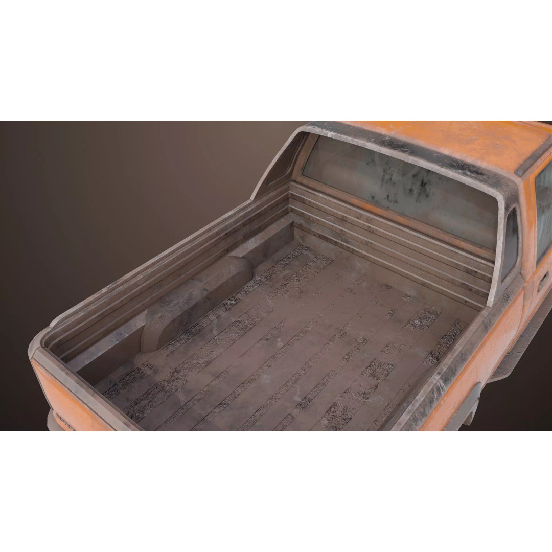 Old Rusty Pickup Truck 3D Model – Low Poly Game Asset, FBX, PBR - View 31