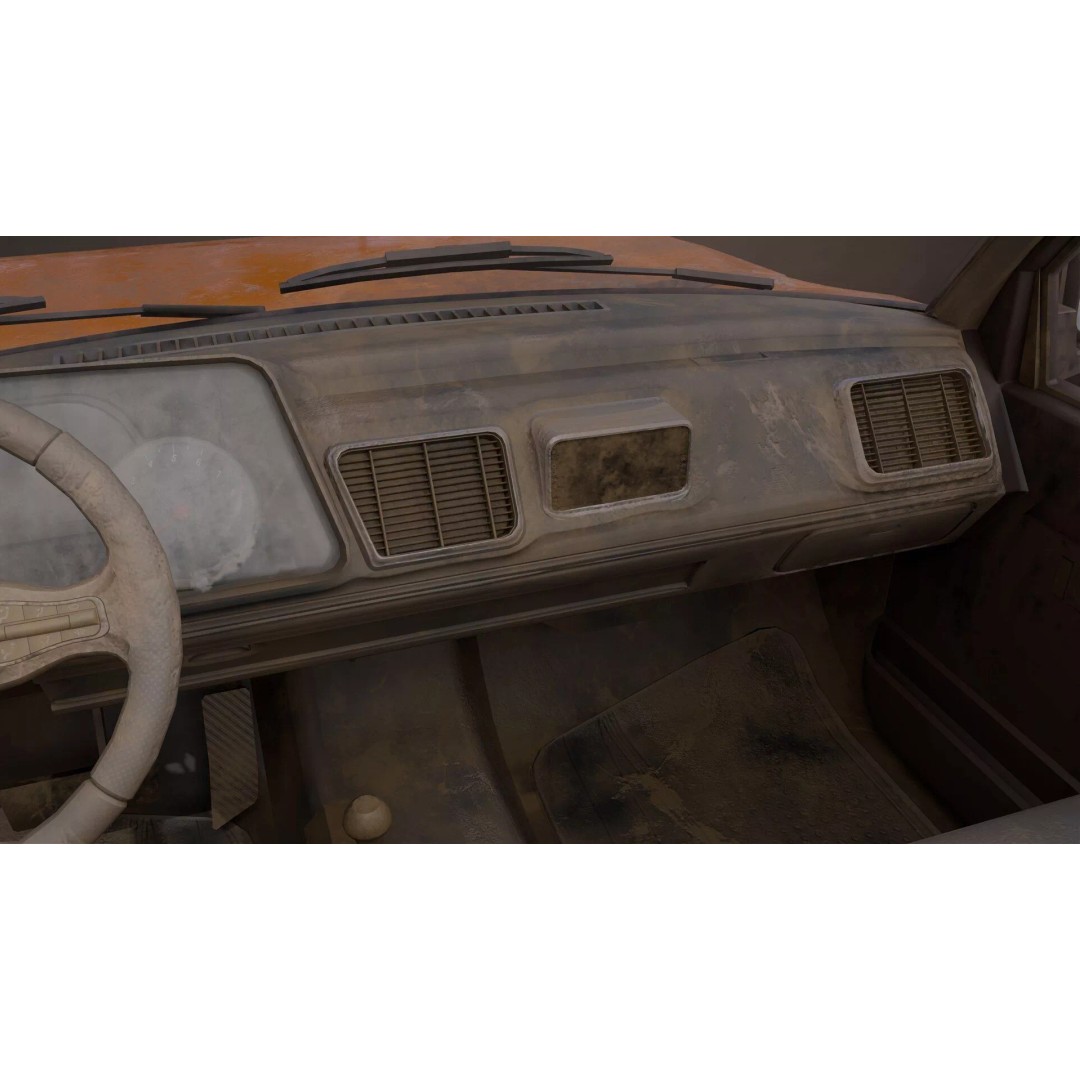 Old Rusty Pickup Truck 3D Model – Low Poly Game Asset, FBX, PBR - View 36