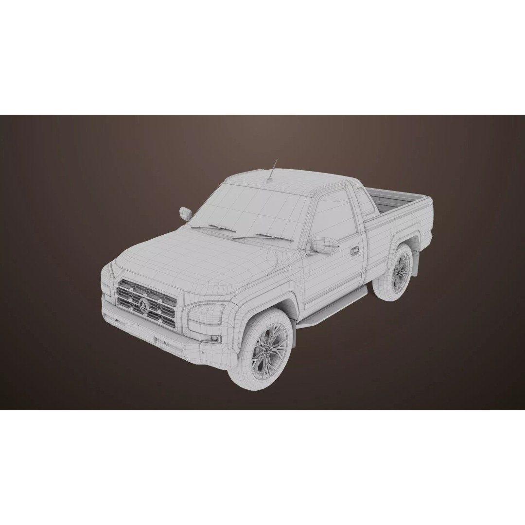 Old Rusty Pickup Truck 3D Model – Low Poly Game Asset, FBX, PBR - View 38