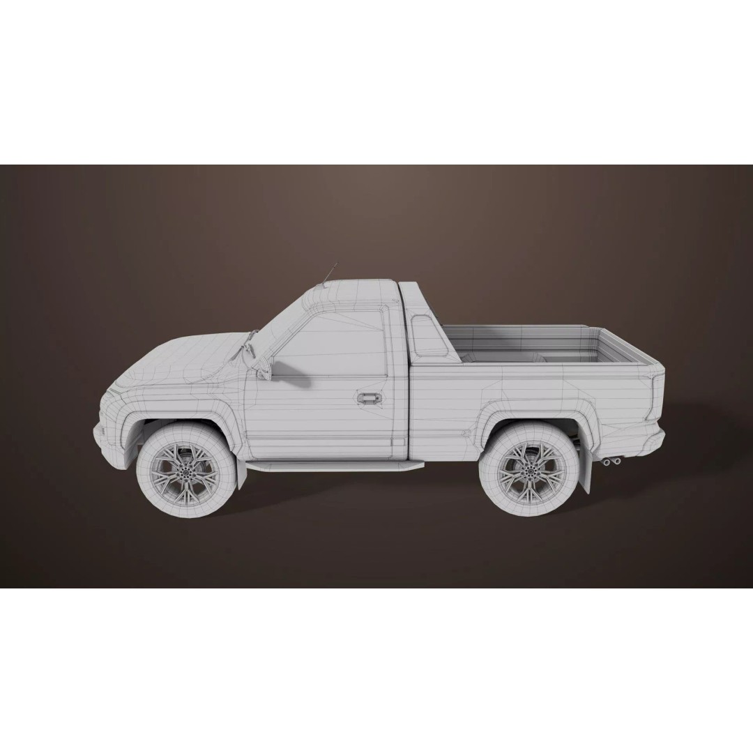 Old Rusty Pickup Truck 3D Model – Low Poly Game Asset, FBX, PBR - View 39