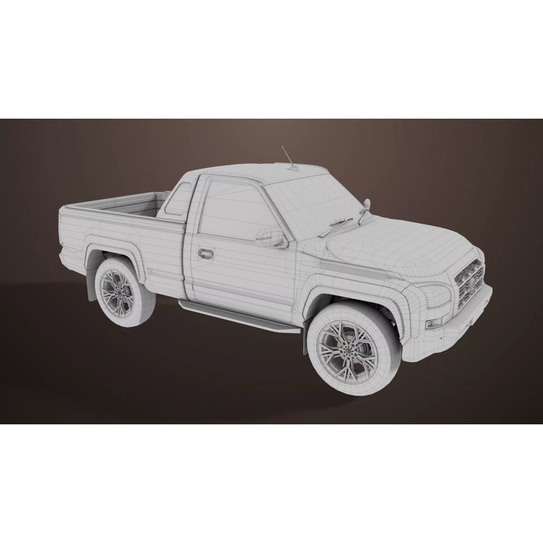 Old Rusty Pickup Truck 3D Model – Low Poly Game Asset, FBX, PBR - View 40