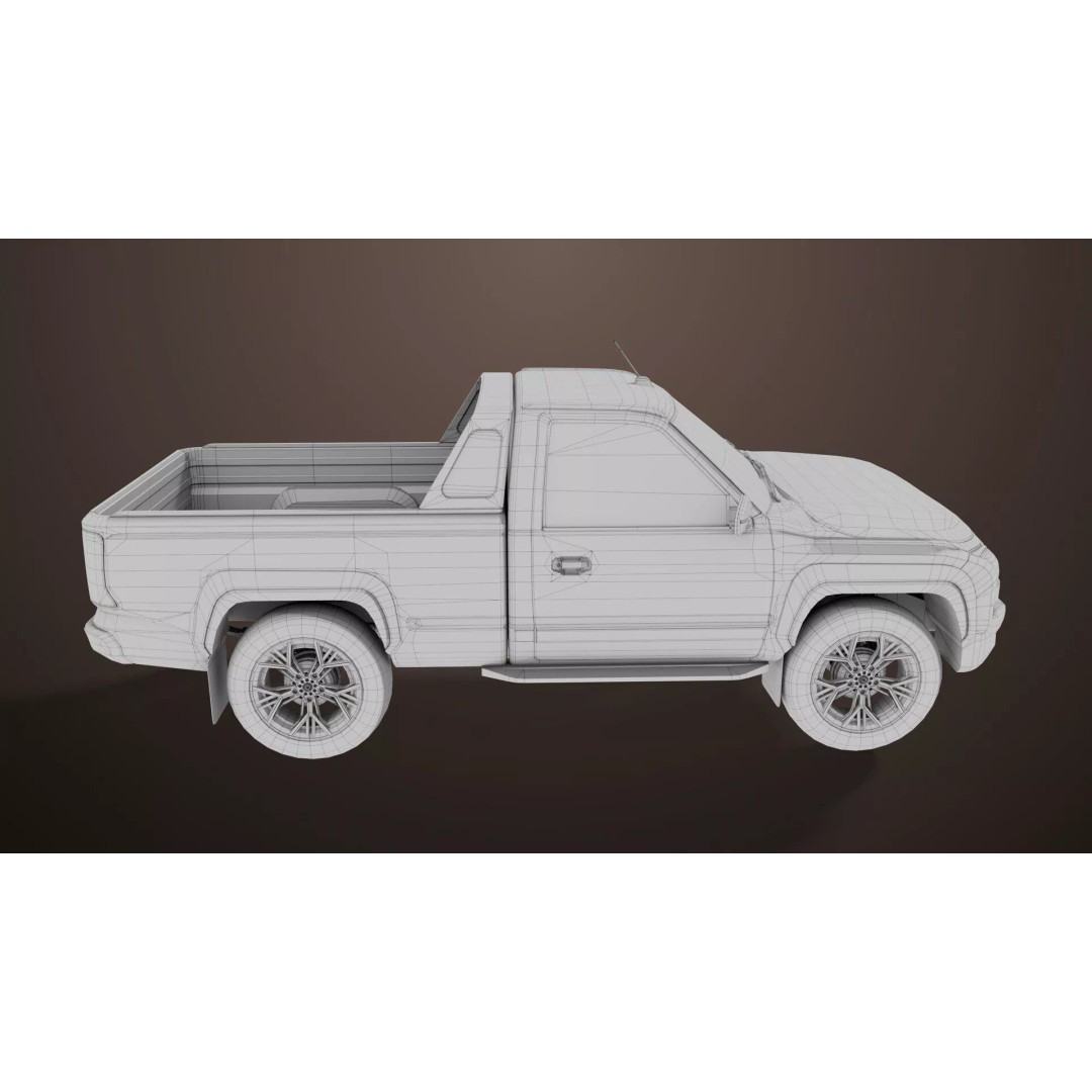 Old Rusty Pickup Truck 3D Model – Low Poly Game Asset, FBX, PBR - View 41