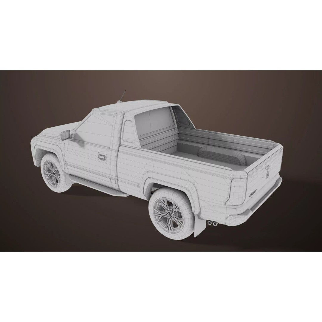 Old Rusty Pickup Truck 3D Model – Low Poly Game Asset, FBX, PBR - View 43