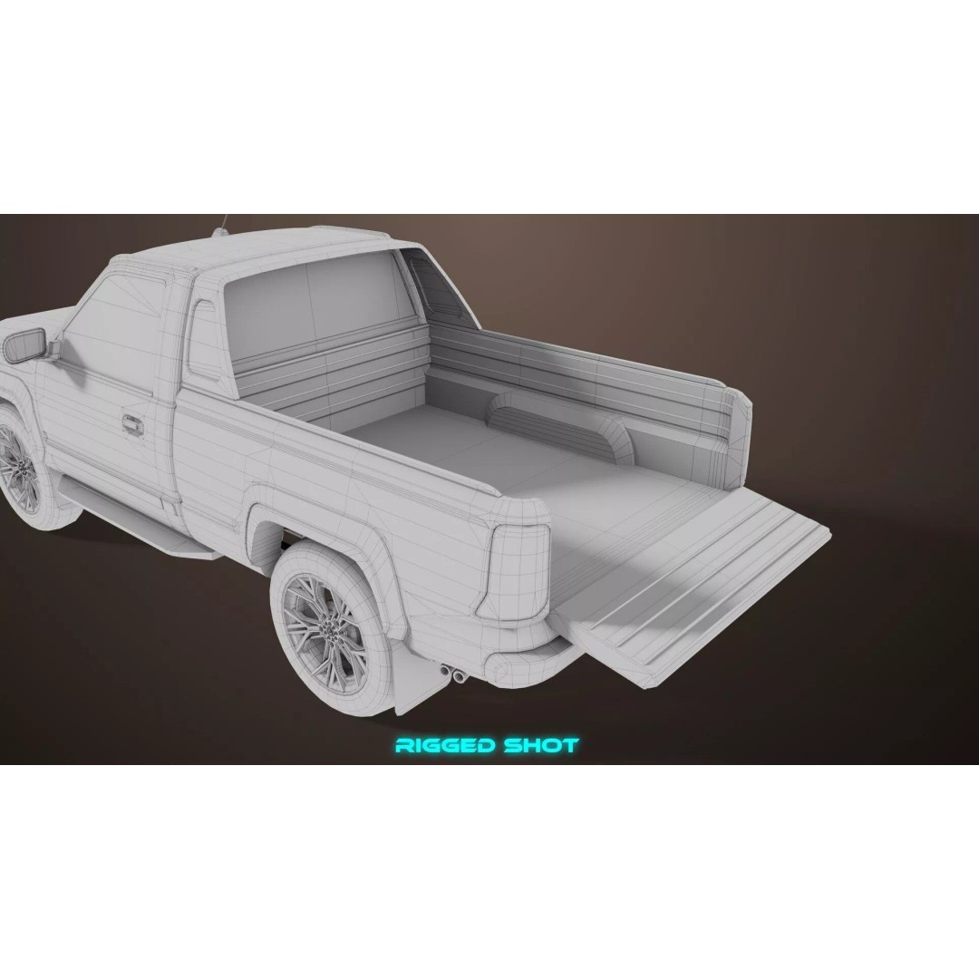 Old Rusty Pickup Truck 3D Model – Low Poly Game Asset, FBX, PBR - View 48