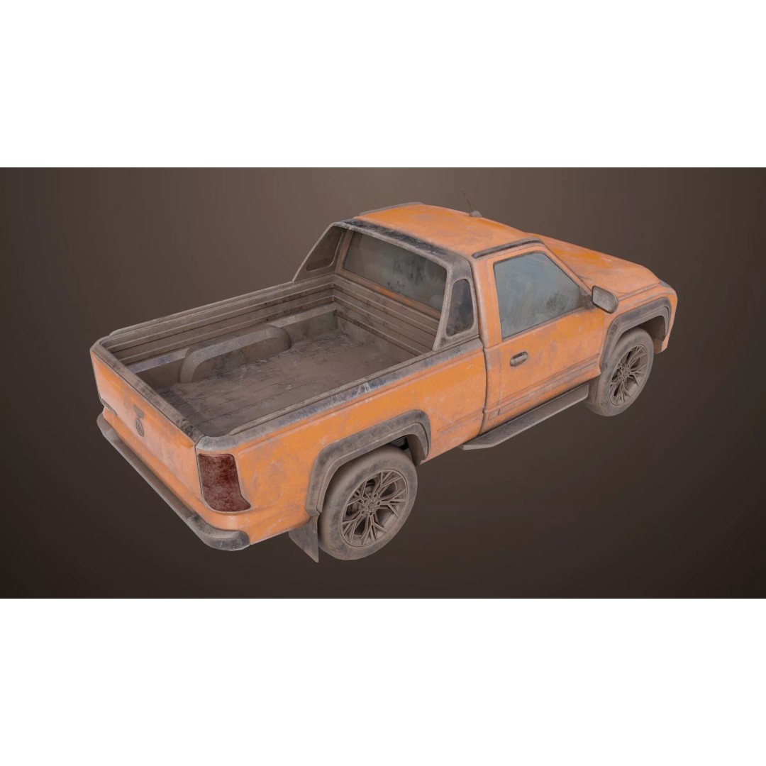 Old Rusty Pickup Truck 3D Model – Low Poly Game Asset, FBX, PBR - View 6