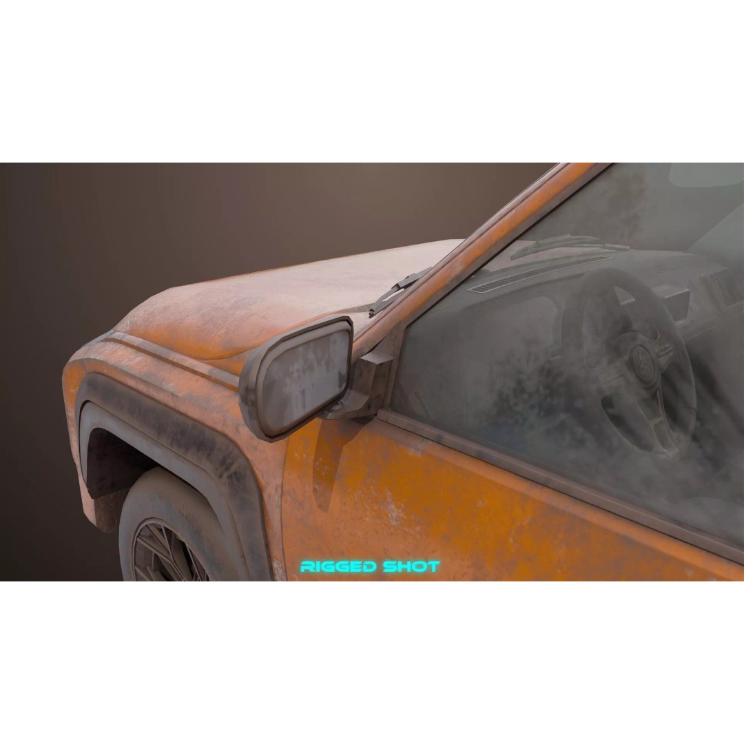 Old Rusty Pickup Truck 3D Model – Low Poly Game Asset, FBX, PBR - View 9