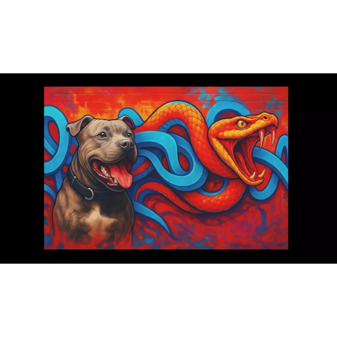 Dog and Serpent Mural 3D Model – Ultra HD 16K Texture, JPEG - View 2
