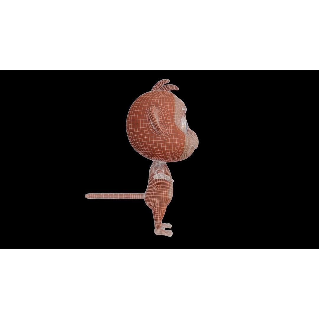 Monkey 3D Model – Low Poly Cartoon Character, FBX, Game Ready - View 11